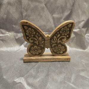 Vintage Carved Wooden Butterfly Decor Piece